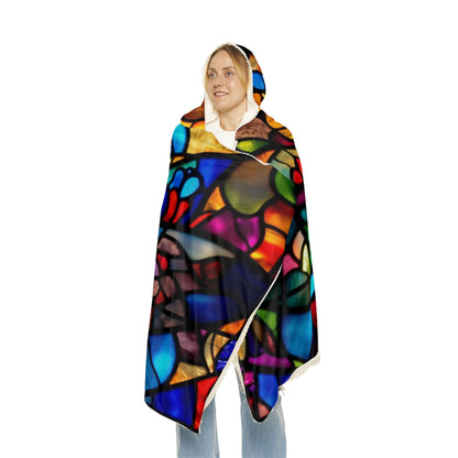 Stained Glass Blue Background Amazing Yellow Heart Snuggle Blanket