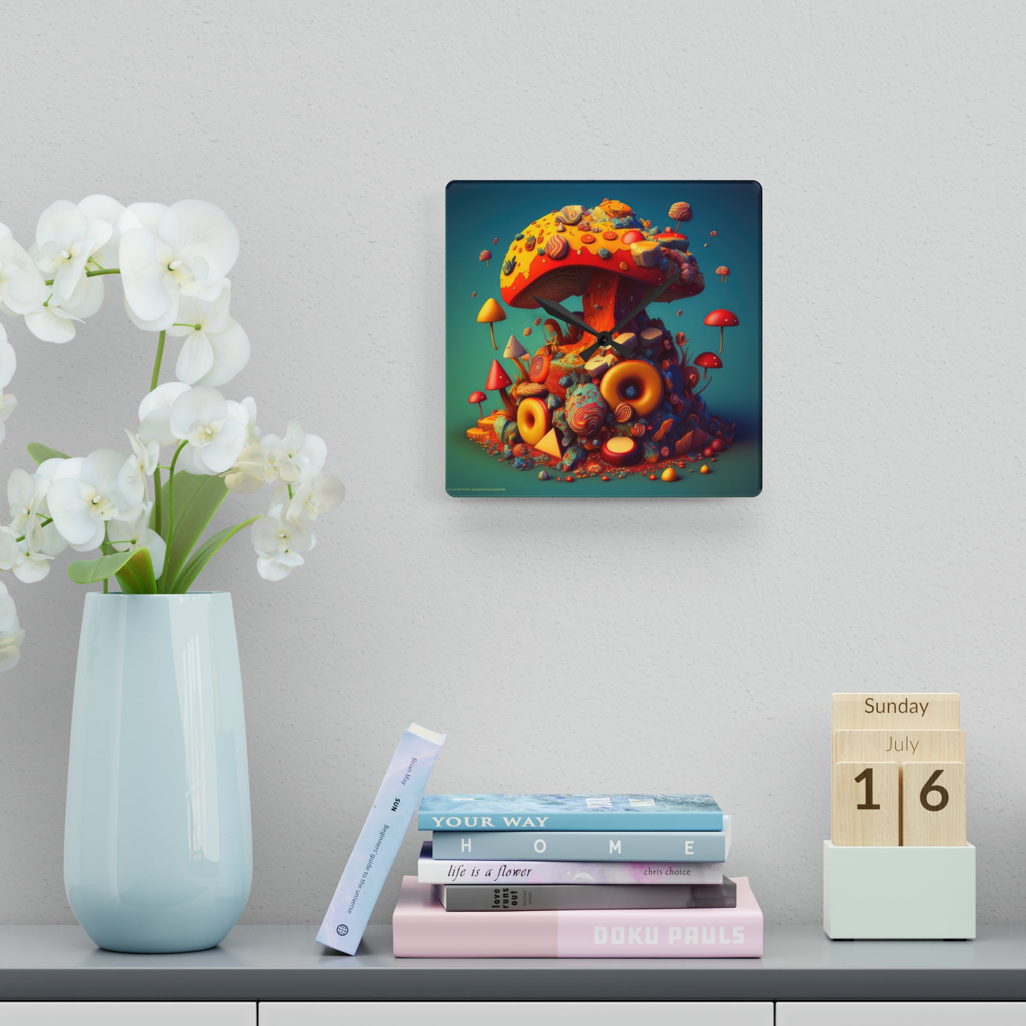 Hippie Mushroom Color Candy Style Design Style 2 Acrylic Wall Clock