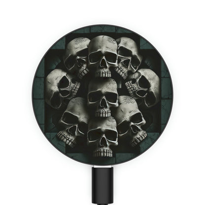 Metallic Chrome Skull And Detailed Background Style 6 Magnetic Induction Charger