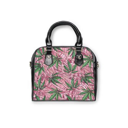 Beautifully Pink And Green Gorgeous Designed Marijuana 420 Weed Leaf Shoulder Handbag