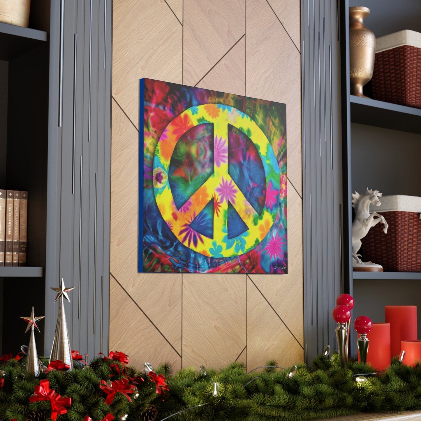 Coolio Tie Dye Hippie Peace Sign 3 Canvas Gallery Wraps