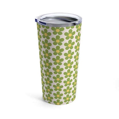 Green And Yellow Flowers On White Background By SimiSwimStudio Tumbler 20oz