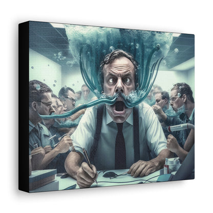 Head Under Water At The Office Under Corporate Stress And Pressure Canvas Gallery Wraps