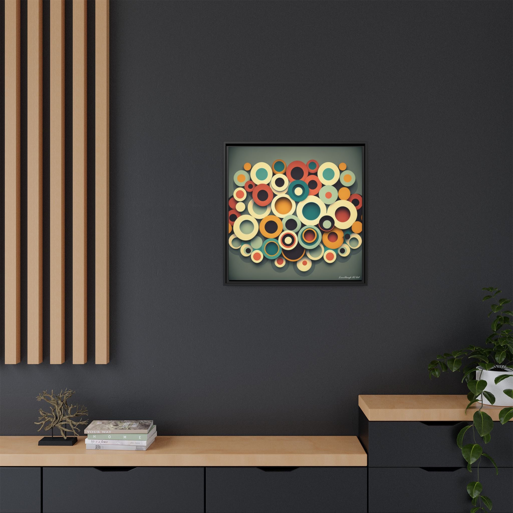 Gathered Circles, Matte Canvas, Framed (Multi-color)