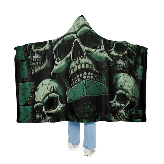 Deeply Detailed Green And Grey Skulls  Cement Background Snuggle Blanket