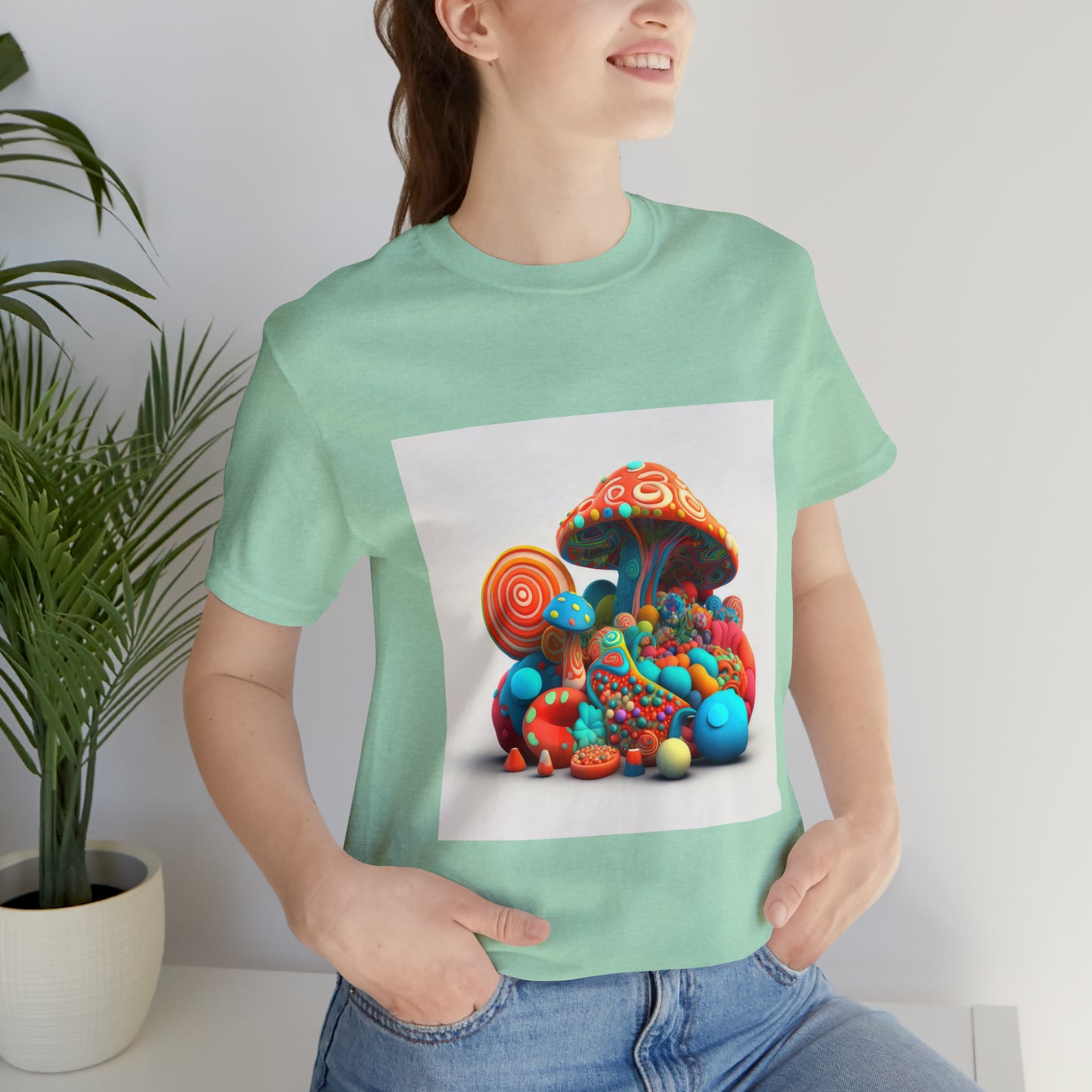 Hippie Mushroom Color Candy Style Design Style 1Unisex Jersey Short Sleeve Tee