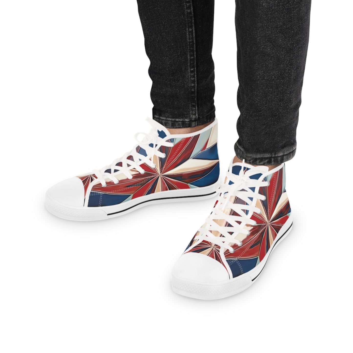 Beautiful Stars Abstract Star Style Red, White, And Blue Men's High Top Sneakers