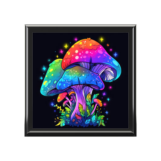 Bold Colorful Stars and Mushrooms Box Jewelry Box
