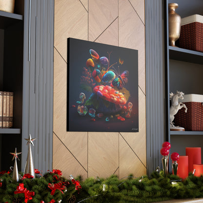 Beautiful Mushroom Luminating Colorful Bliss With Butterflies Canvas Gallery Wraps