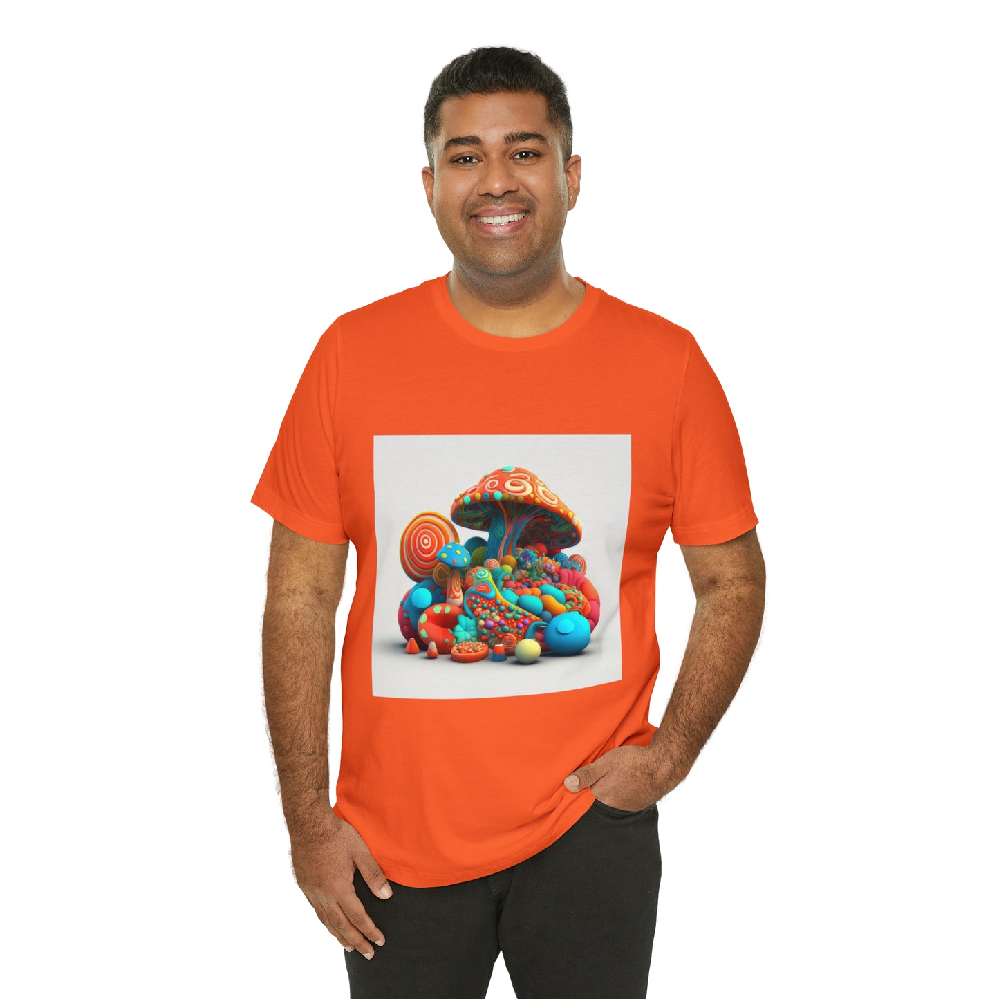 Hippie Mushroom Color Candy Style Design Style 1Unisex Jersey Short Sleeve Tee