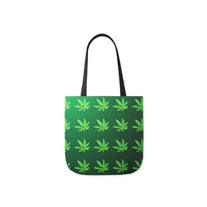 Green Leaf Marijuana Pot Weed Leaf 420 Polyester Canvas Tote Bag (AOP)