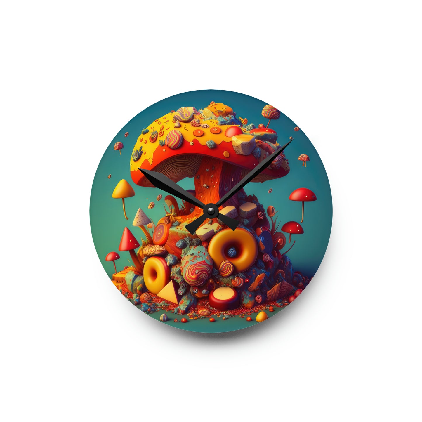 Hippie Mushroom Color Candy Style Design Style 2 Acrylic Wall Clock