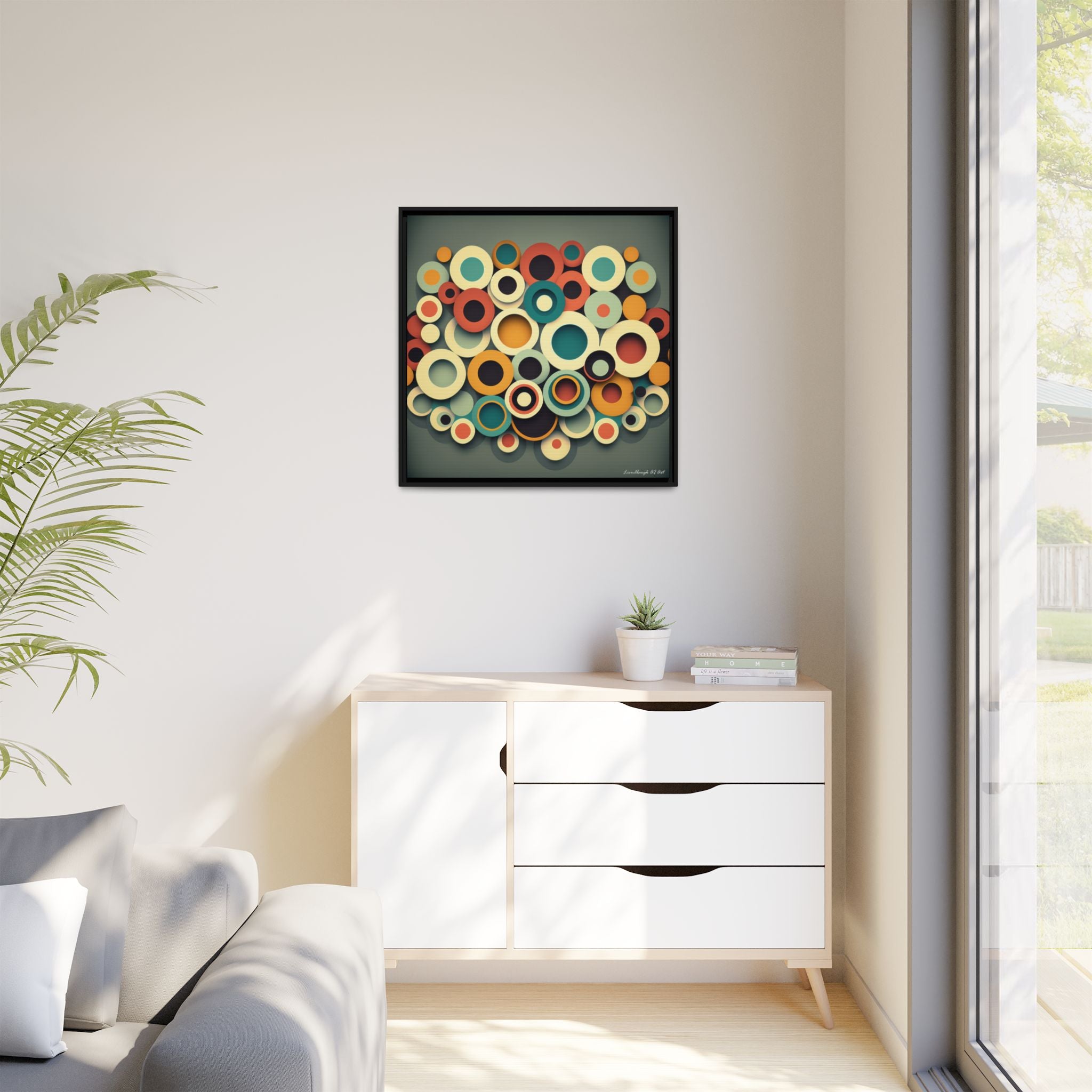 Gathered Circles, Matte Canvas, Framed (Multi-color)