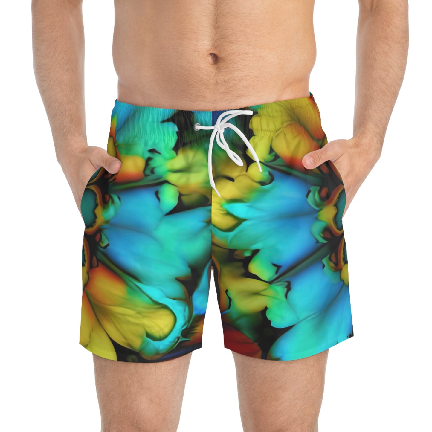 Bold And Beautiful Tie Dye B 3 Blue Yellow Swim Trunks (AOP)