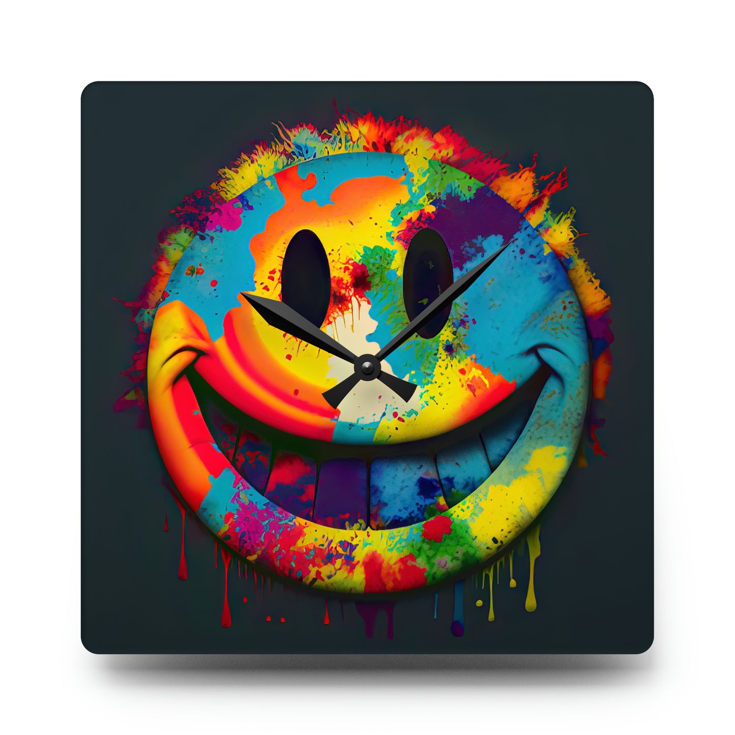 Happy Tie Dye Face Style 1 Wall Clock