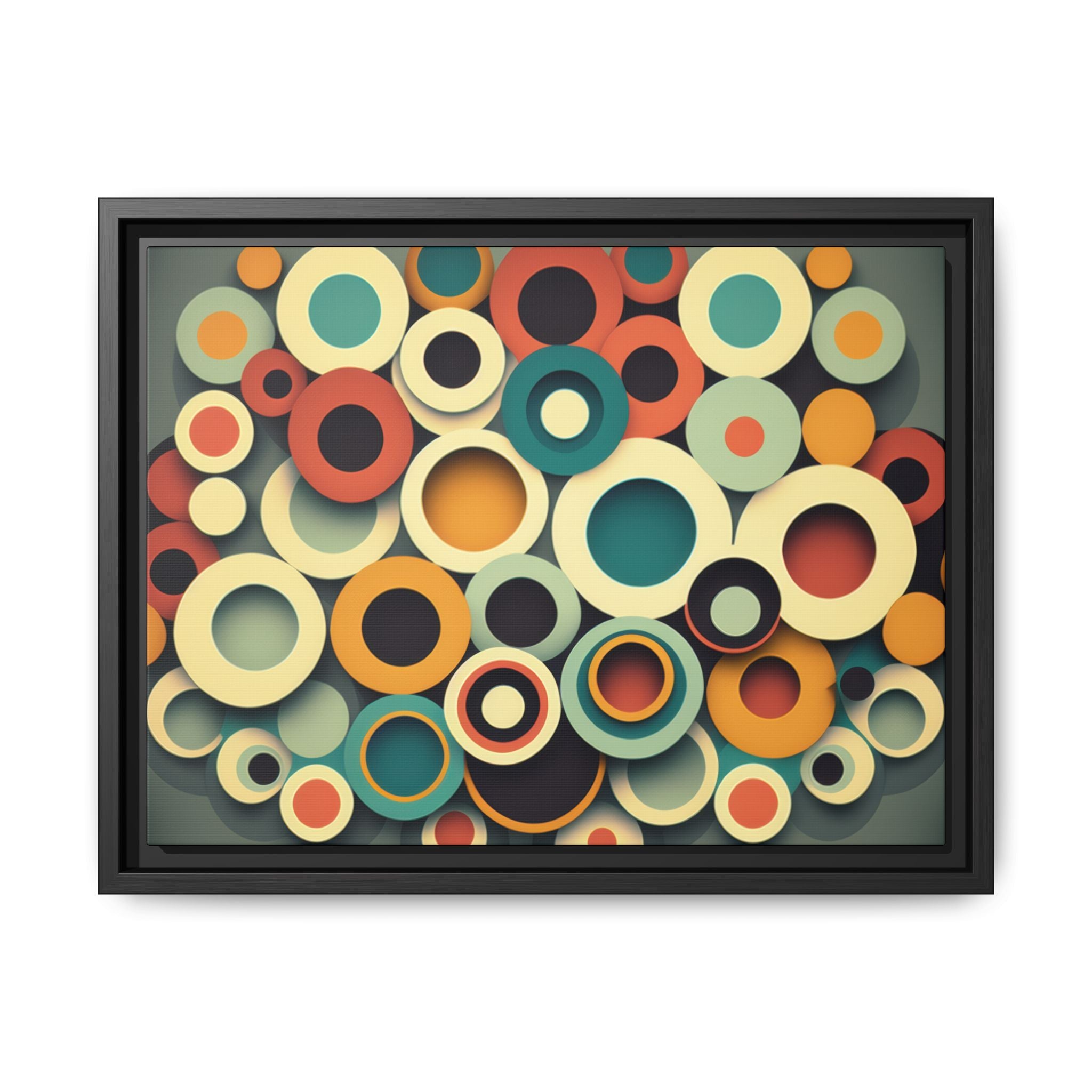 Gathered Circles, Matte Canvas, Framed (Multi-color)
