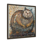 "Serene Mosaic Cat", Framed Mosaic Cat Art Print — Colorful Modern Wall Canvas