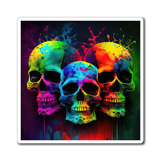 Bold And Beautiful Tie Dye Skulls, Style 11 Magnets