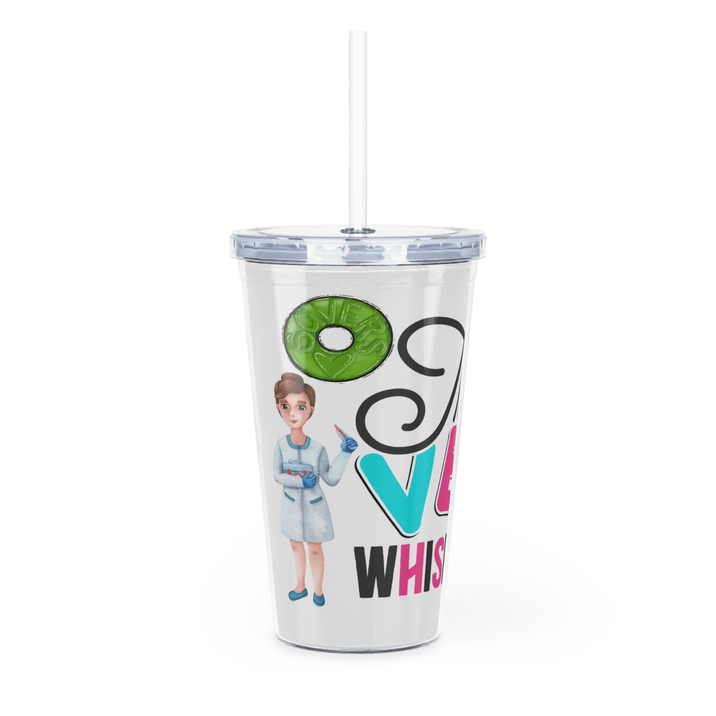 Nurse, Rn, The Vein Whisperer, Women Plastic Tumbler with Straw