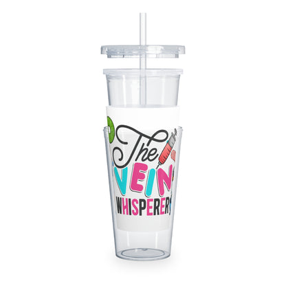 Nurse, Rn, The Vein Whisperer, Women Plastic Tumbler with Straw