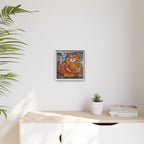 Radiant Whiskers: The Joyful Cat, Framed Mosaic Cat Art Print — Colorful Modern Wall Canvas