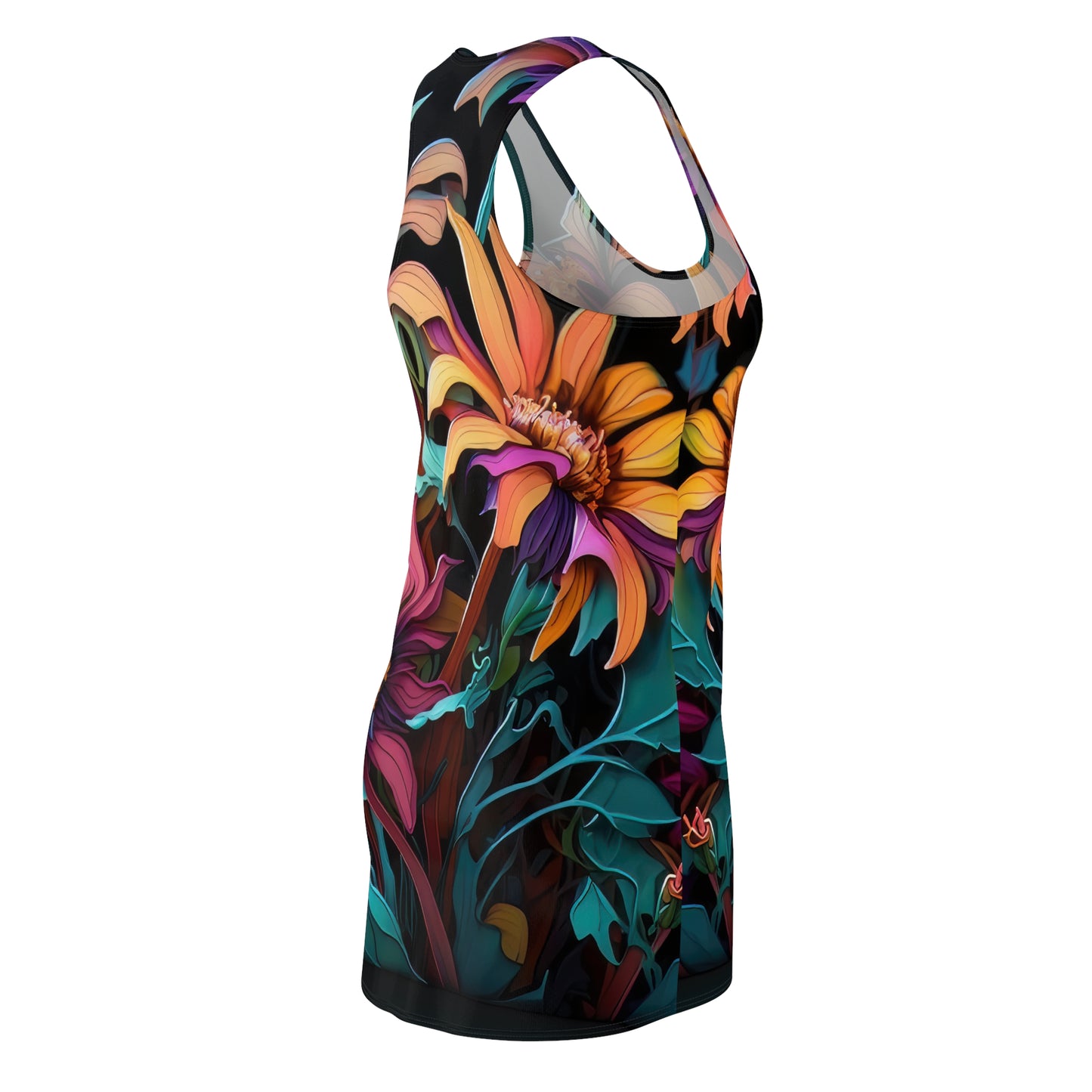 Bold And Beautiful Designed Flowers Three Women's Cut & Sew Racerback Dress (AOP)