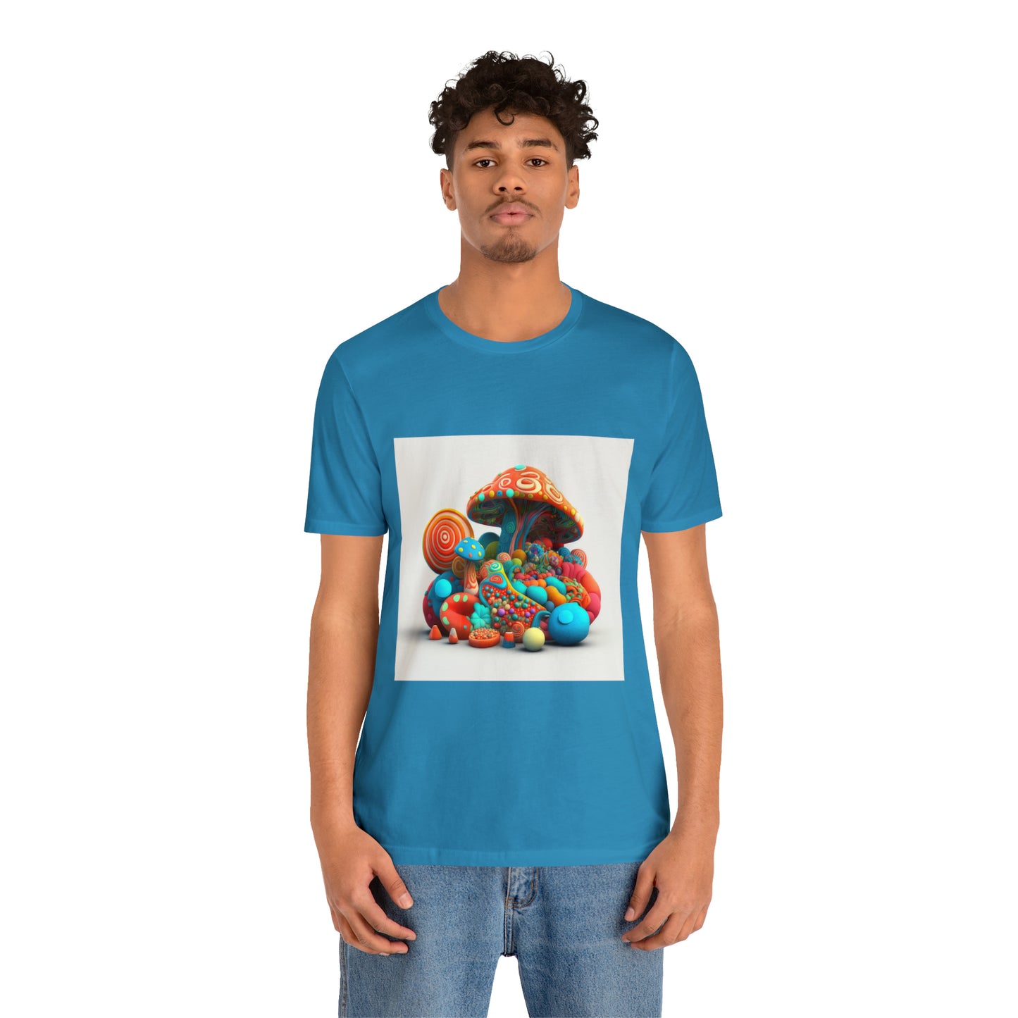 Hippie Mushroom Color Candy Style Design Style 1Unisex Jersey Short Sleeve Tee