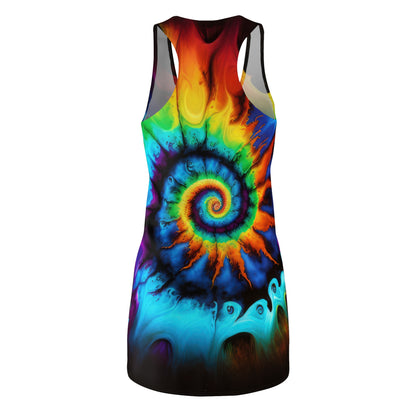 Bold And Beautiful Tie Dye Style One Women's Cut & Sew Racerback Dress (AOP)