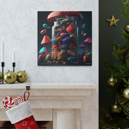 Beautiful Mushroom Luminating Colorful Bliss With Butterflies 2 Canvas Gallery Wraps