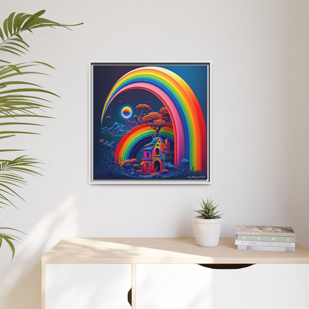 Home Beneath the Rainbow, Art Print — Colorful Modern Wall Canvas