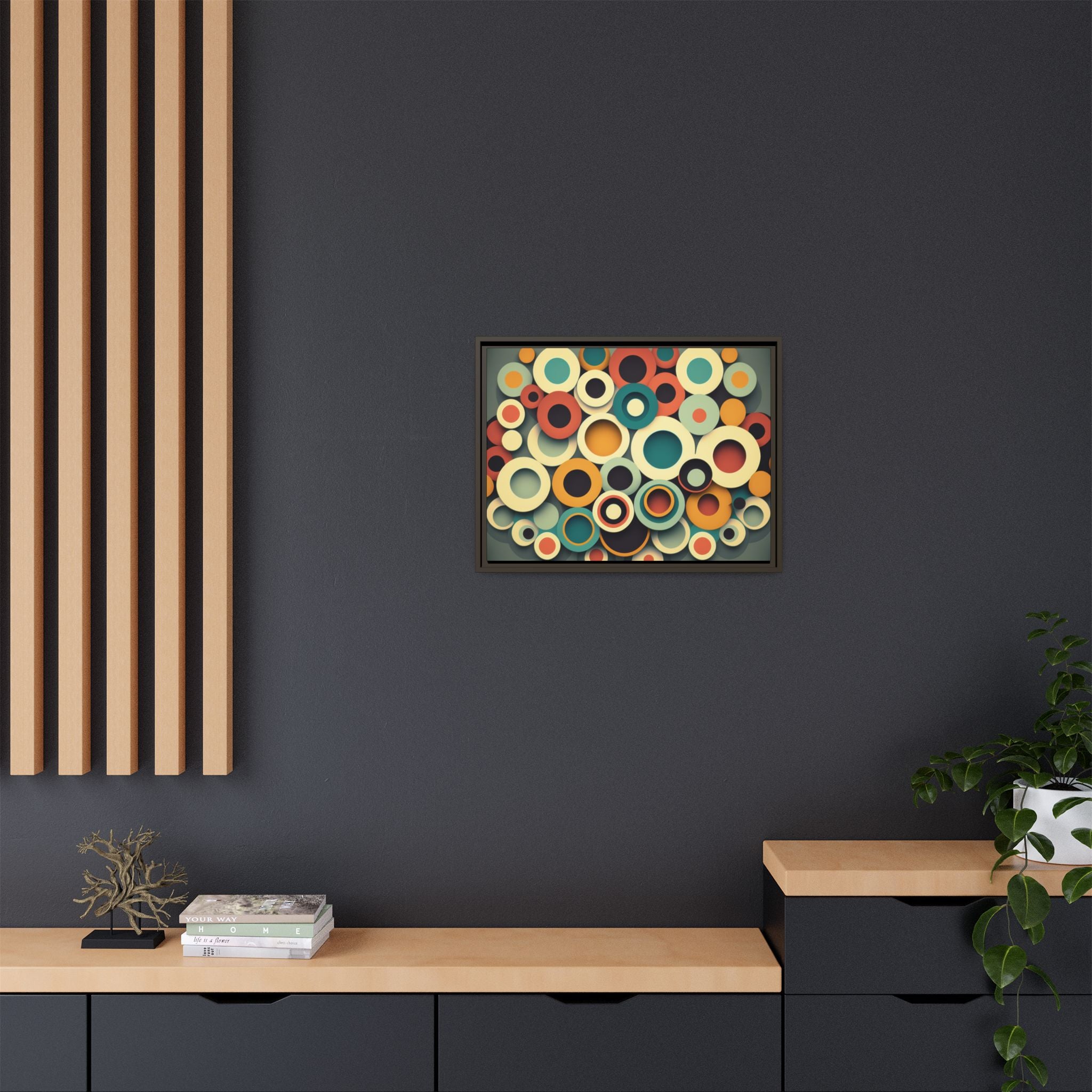 Gathered Circles, Matte Canvas, Framed (Multi-color)