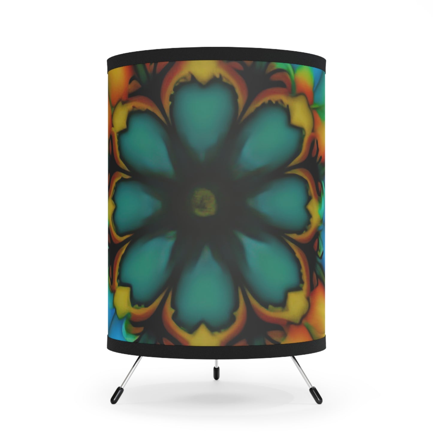 Bold And Beautiful Tie Dye B 3 Blue Yellow Tripod Lamp with High-Res Printed Shade, US\CA plug