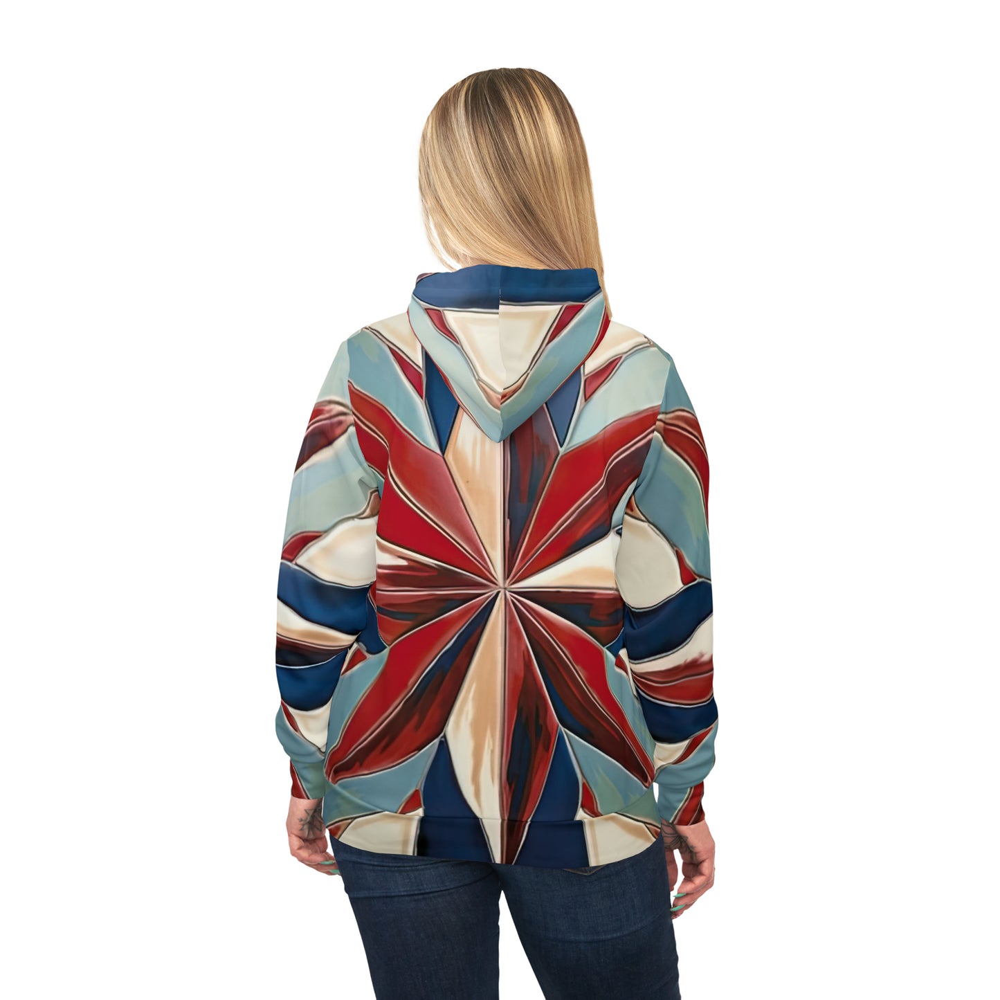 Beautiful Stars Abstract Star Style Red, White, And Blue Athletic Hoodie (AOP)