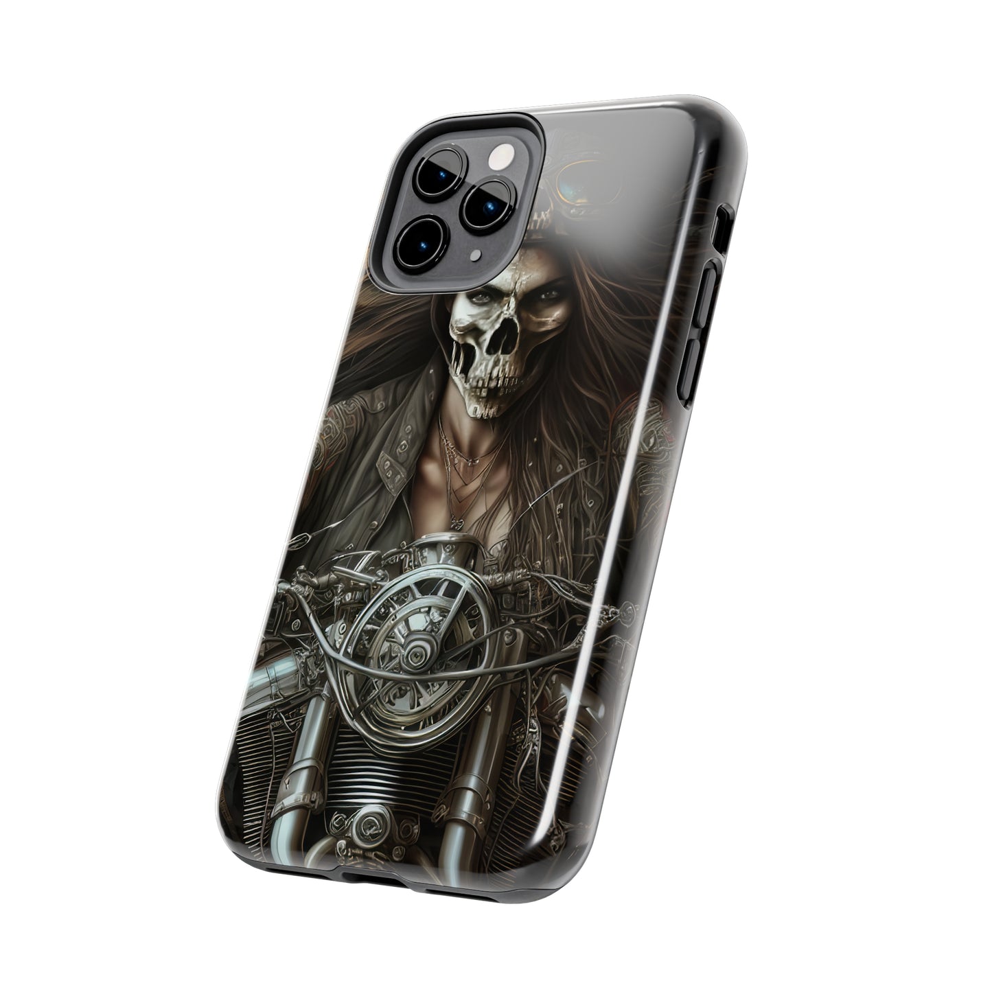 Skull Motorcycle Rider, Ready to Tear Up Road On Beautiful Bike 10 Tough Phone Cases