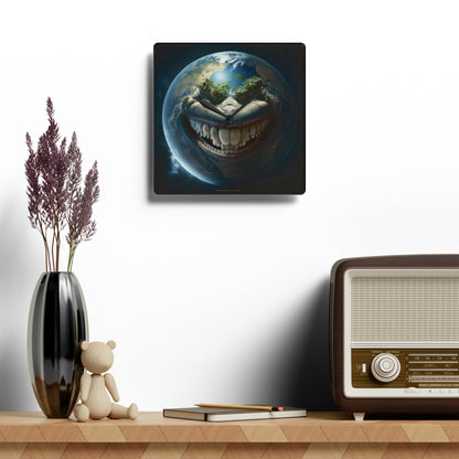 Toothy Sarcastic Looking Earth Smiling Wall Clock