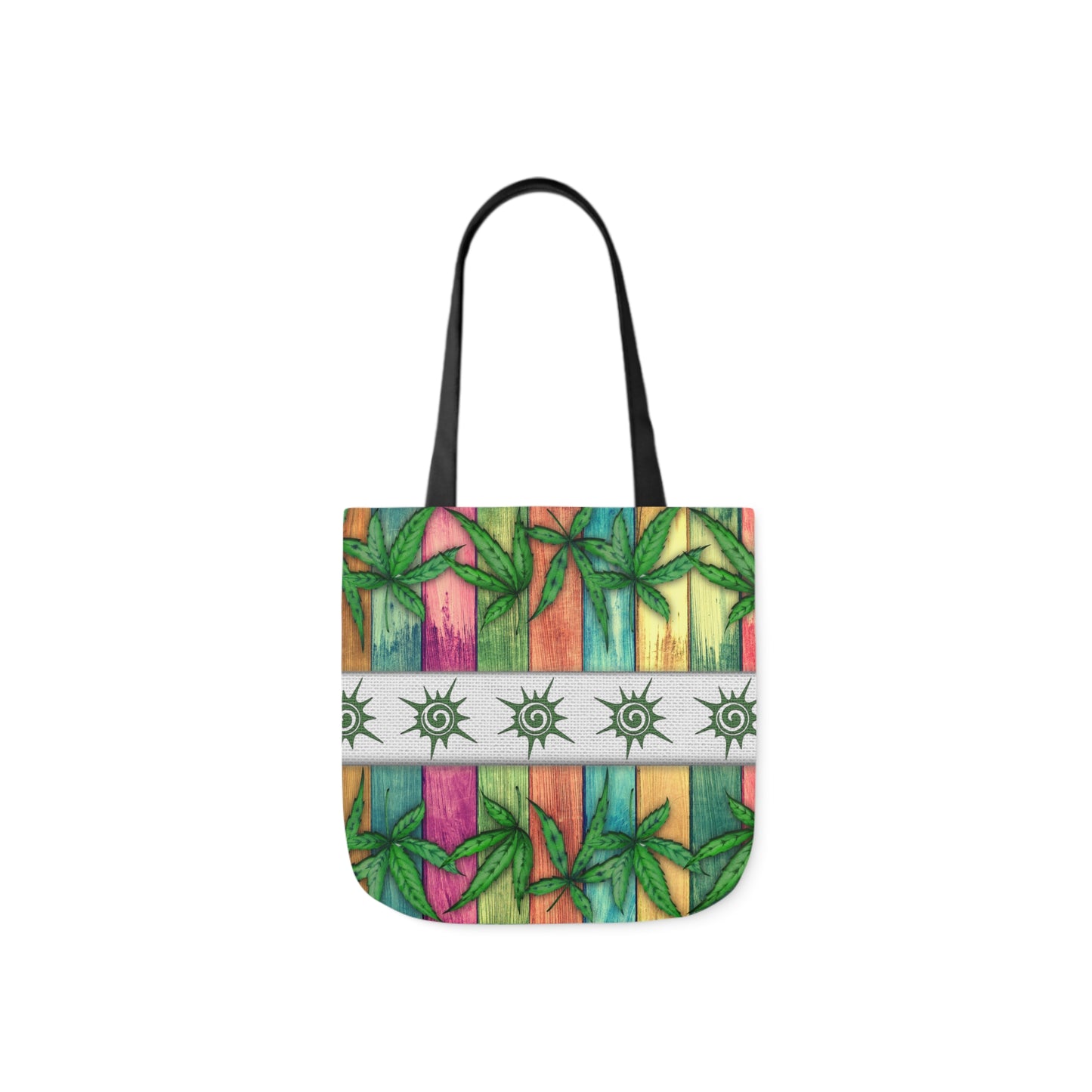 Beautiful Multicolored Pink Purple Blue 420 Weed Marijuana Leaf Polyester Canvas Tote Bag (AOP)