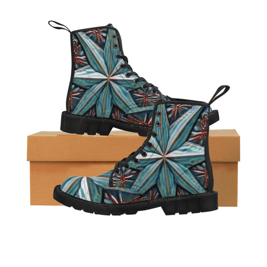 Beautiful Stars Abstract Star Style Blue And Red Women's Canvas Boots