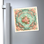 Antique Pastel Floral Pink roses And Blue Background Classic Designed Style One Magnets