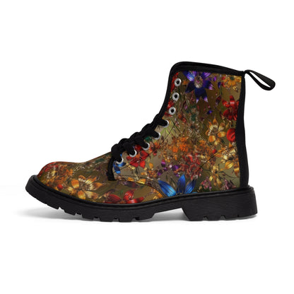 Bold & Beautiful & Metallic Wildflowers, Gorgeous floral Design, Style 1 Women's Canvas Boots