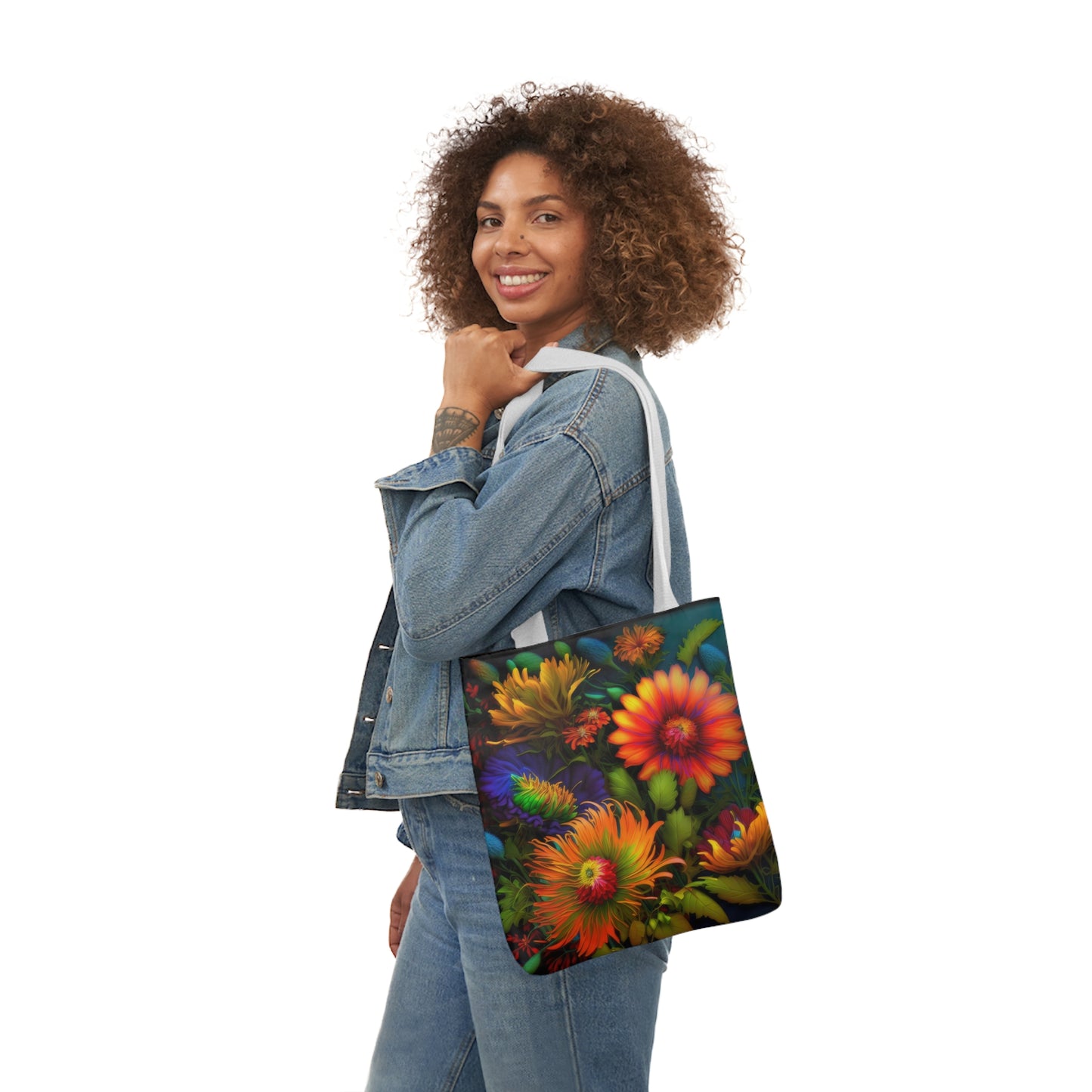 Bold And Beautiful Flowers Style One Polyester Canvas Tote Bag (AOP)