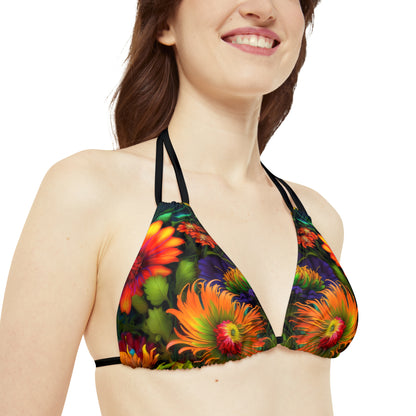 Bold And Beautiful Flowers Style One Strappy Bikini Set (AOP)