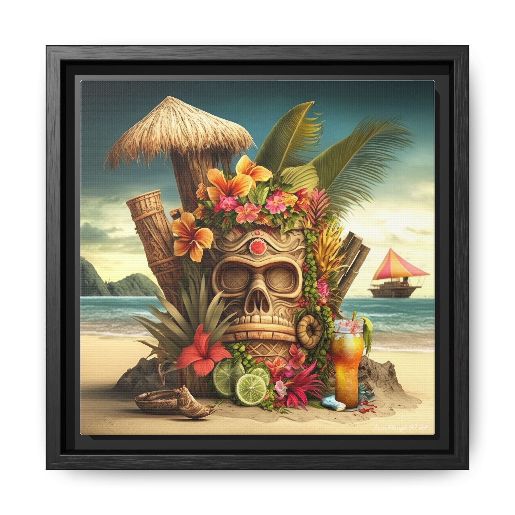 Tiki Dreams by the Shore, Art Print — Colorful Modern Wall Canvas