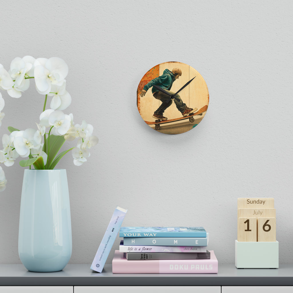 Skateboarding Anytime Style 1 Wall Clock