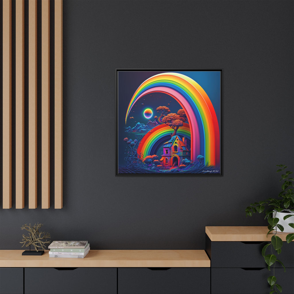 Home Beneath the Rainbow, Art Print — Colorful Modern Wall Canvas