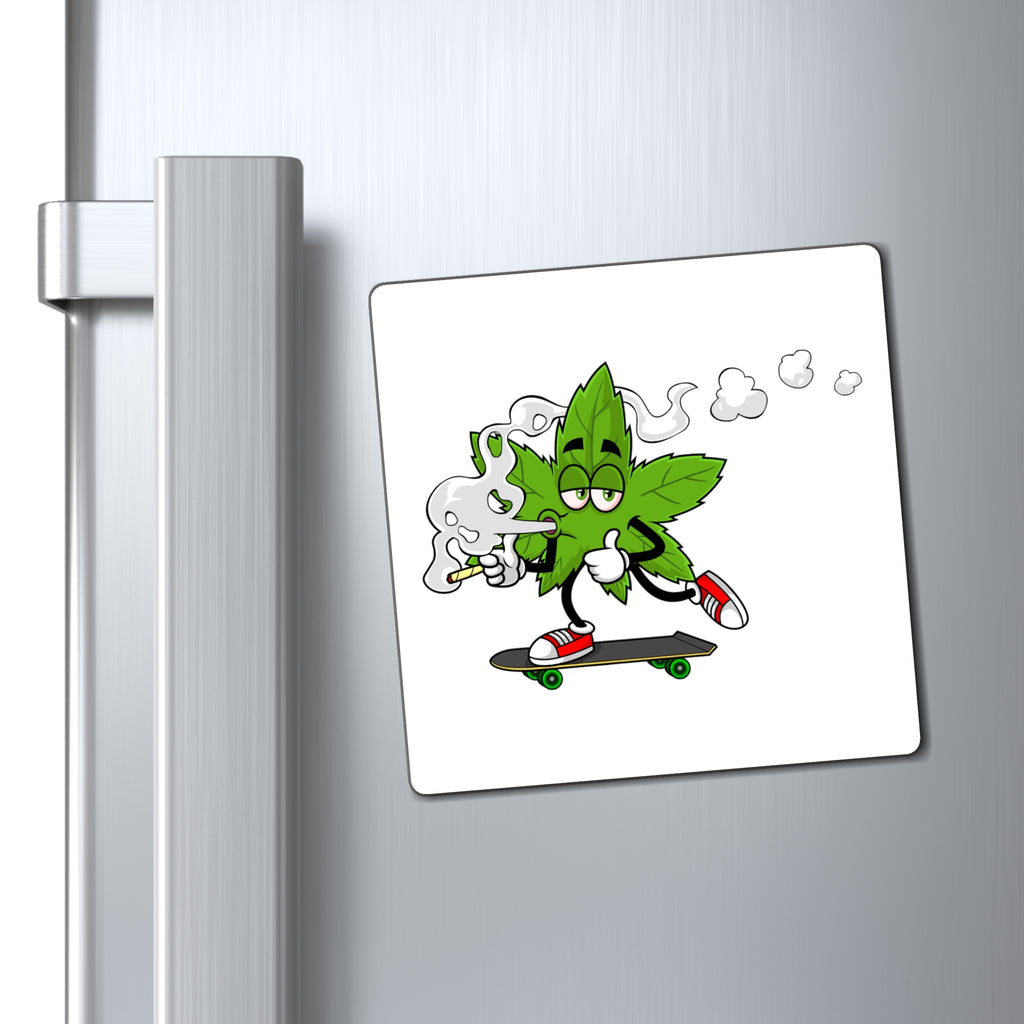 Marijuana Reggae Pot Leaf Man Smoking A Joint With Red Sneakers Riding Skateboard Style 3 Magnets