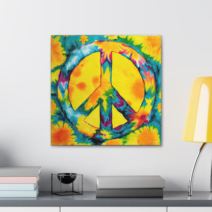 Coolio Tie Dye Hippie Peace Sign 10 Canvas Gallery Wraps