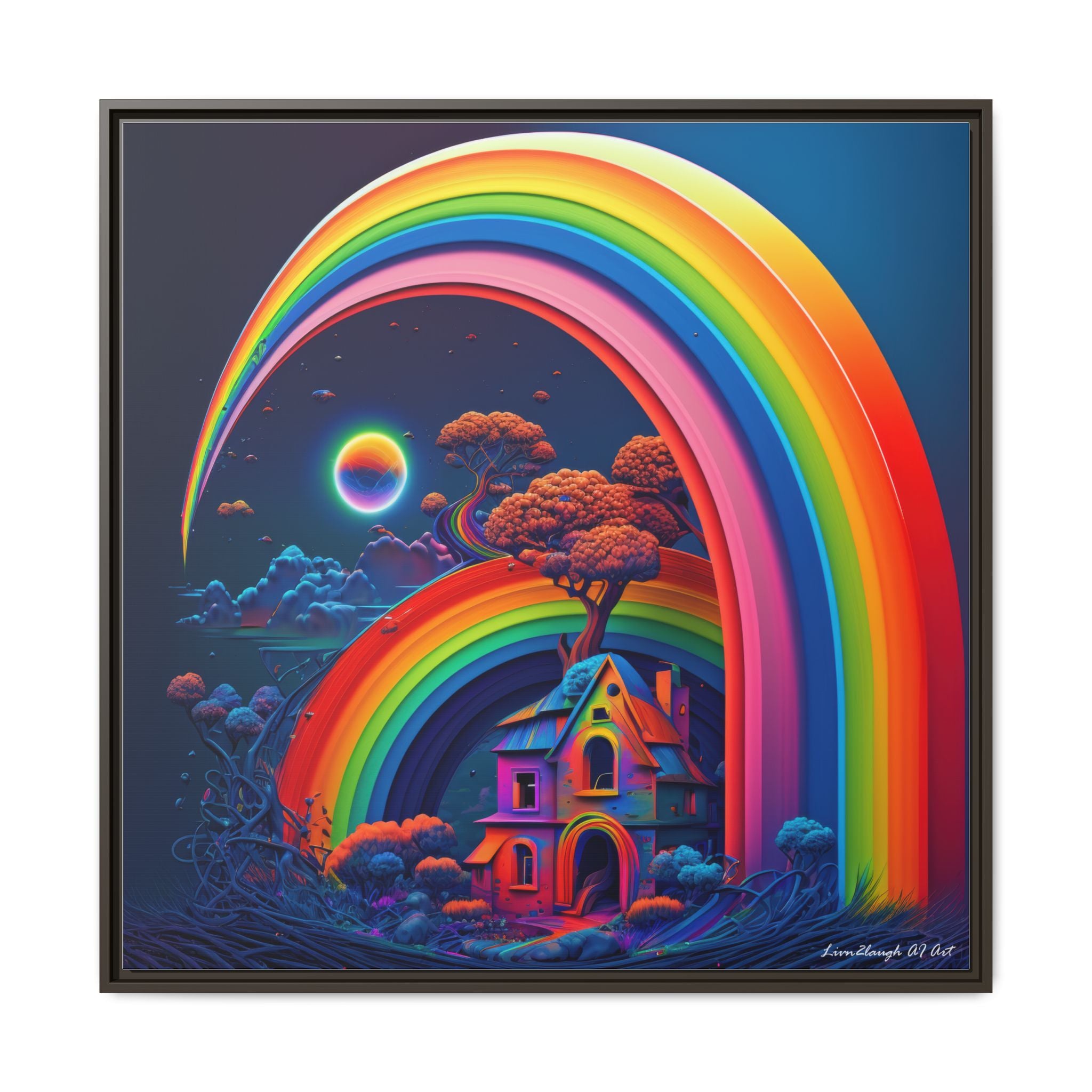Home Beneath the Rainbow, Art Print — Colorful Modern Wall Canvas