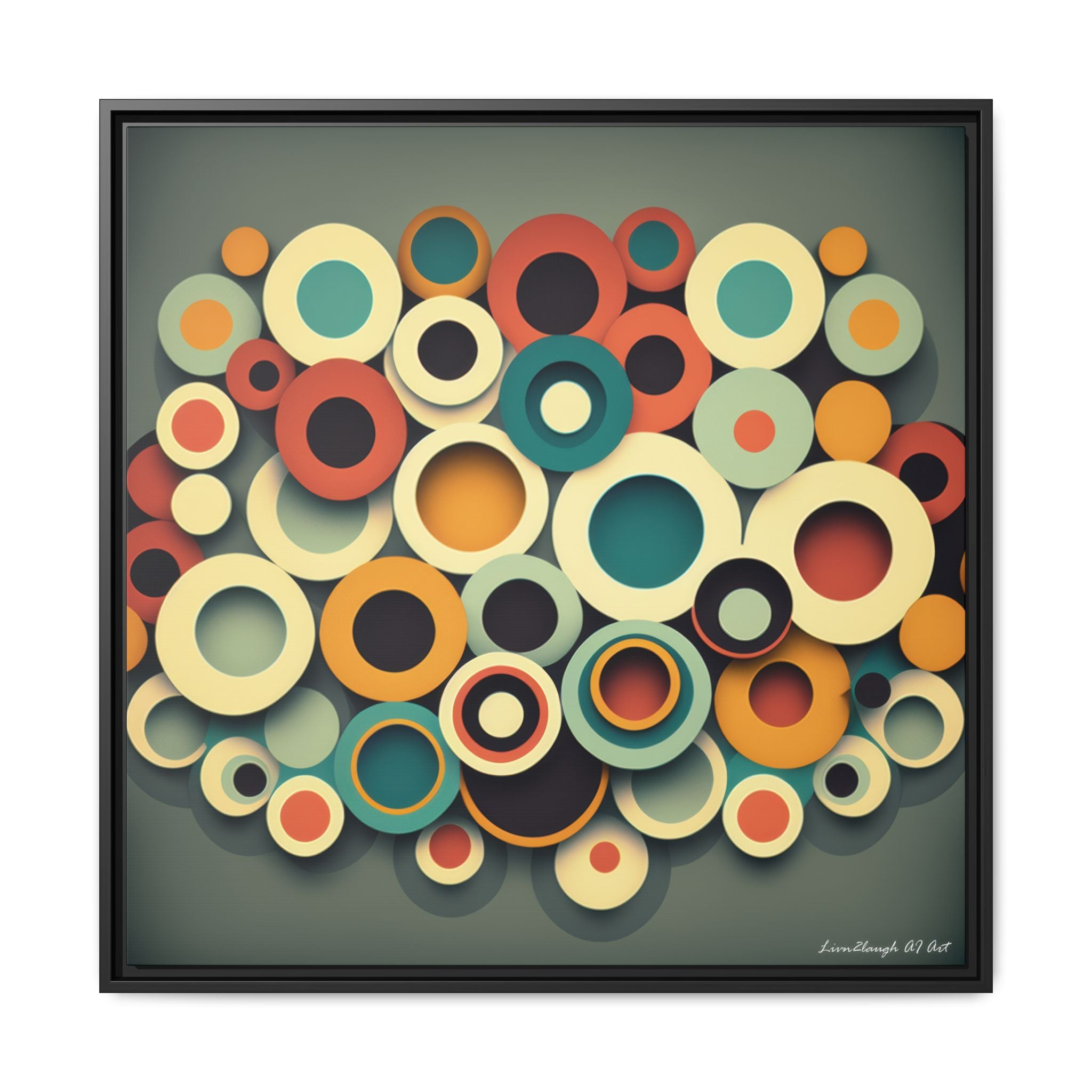 Gathered Circles, Matte Canvas, Framed (Multi-color)