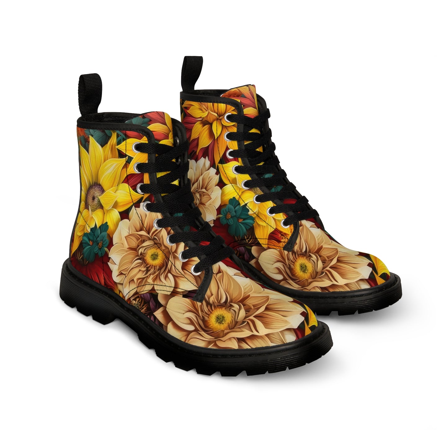 Bold And Beautiful Colorful Flowers Style Six Women's Canvas Boots