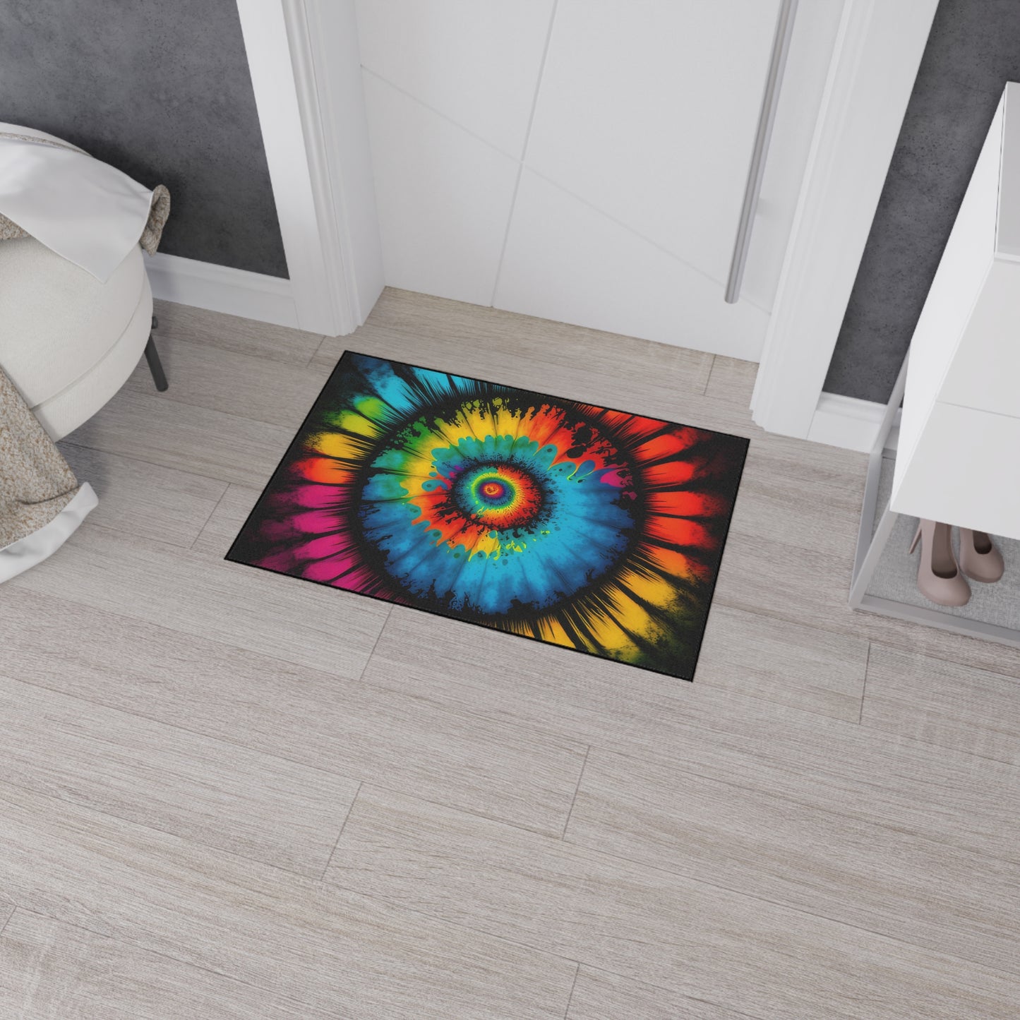 Bold And Beautiful Tie Dye Style Four Heavy Duty Floor Mat